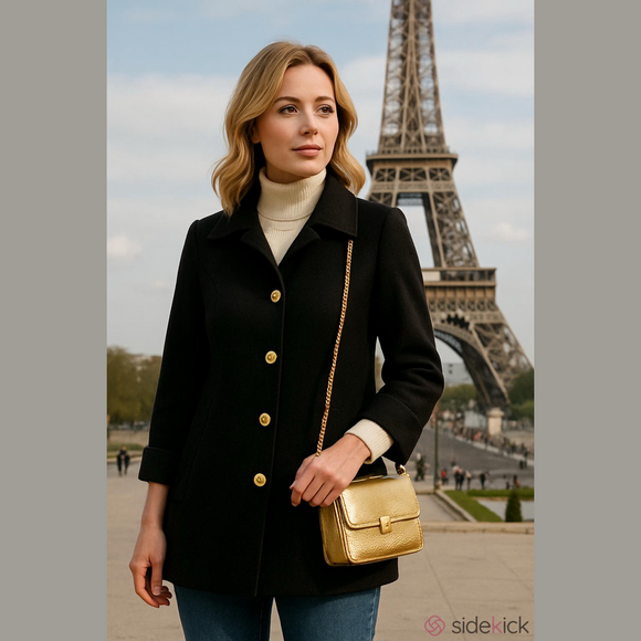 Tahari Black Boucle Jacket Gold-Tone Button, 14W - Picture 2 of 14